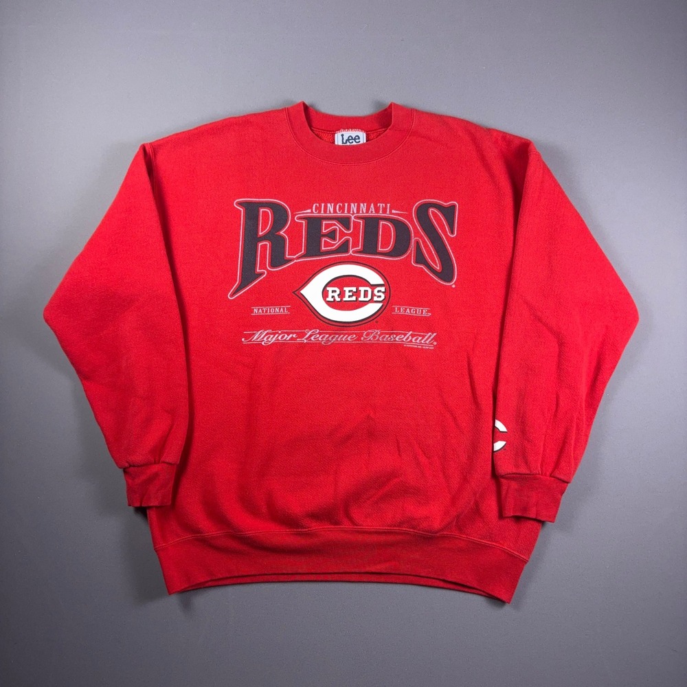 Vintage Lee Sport Cincinnati Reds MLB Sweatshirt Red Graphic Fleece XL